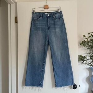 High Waisted Blue Wide Leg Women's Jeans
